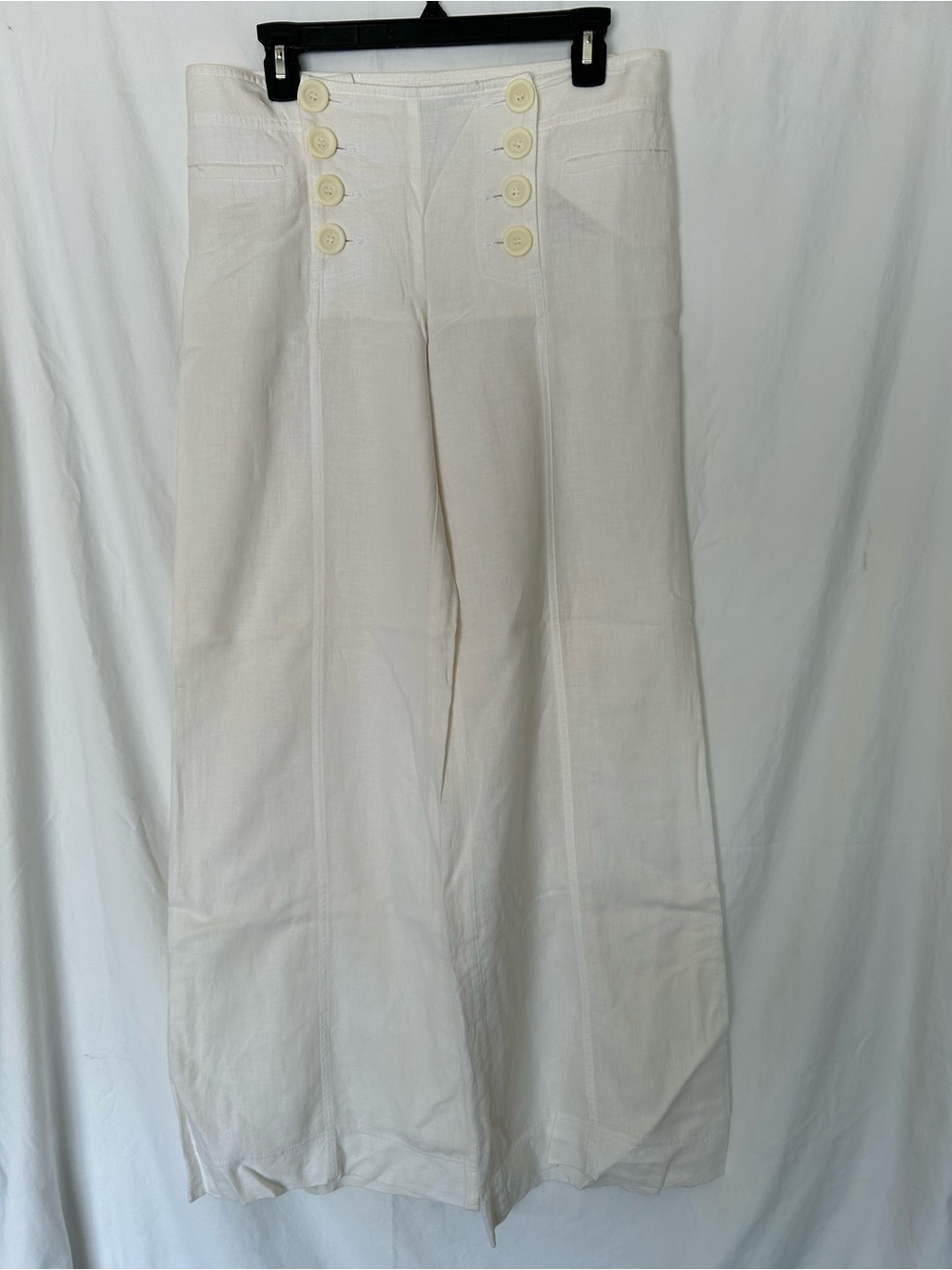 INC International Concepts White Linen Sailor Pants Size 10 Wide Leg